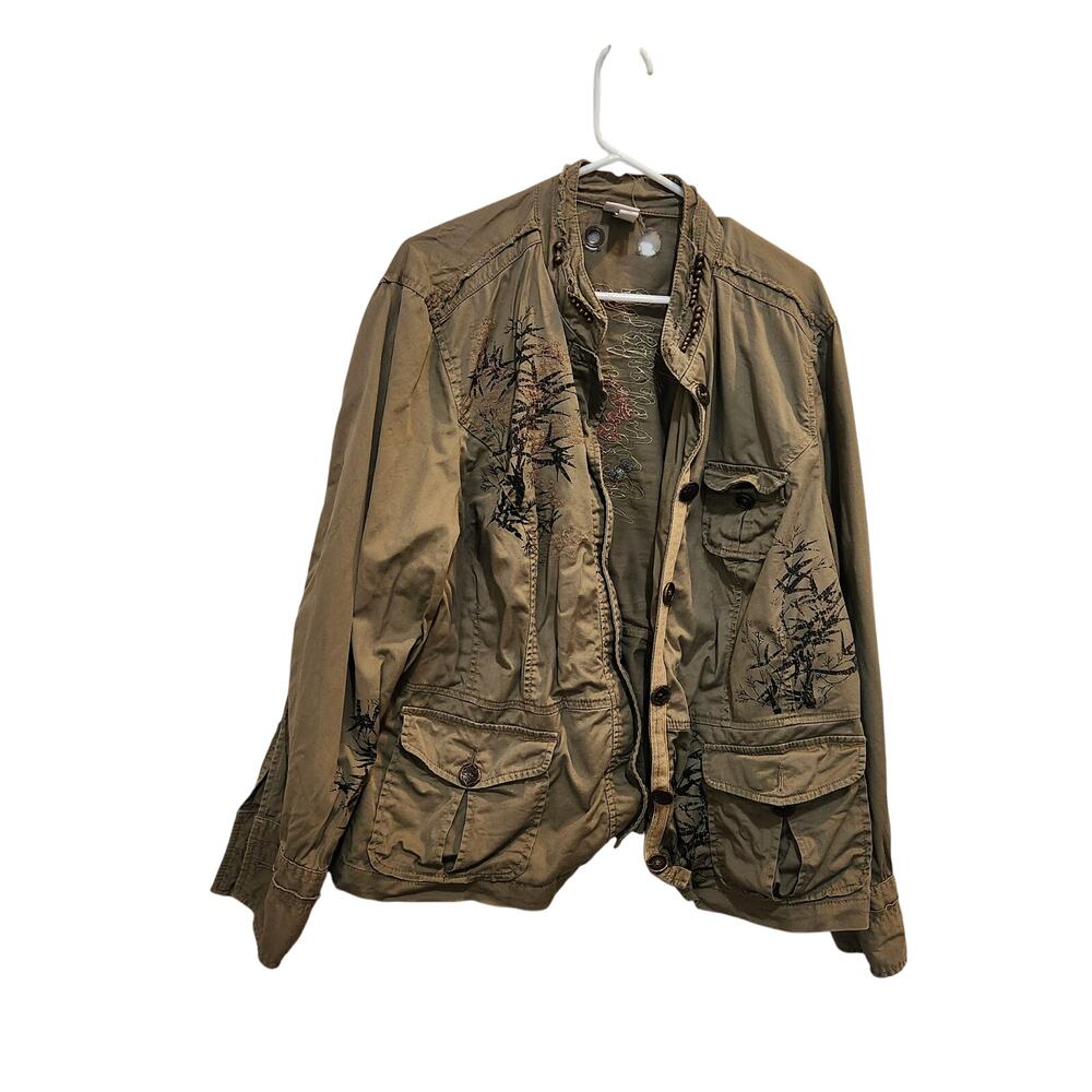 Vintage Venezia Retro Studded Lightweight Shirt Jacket Brown Shacket Size 18/20